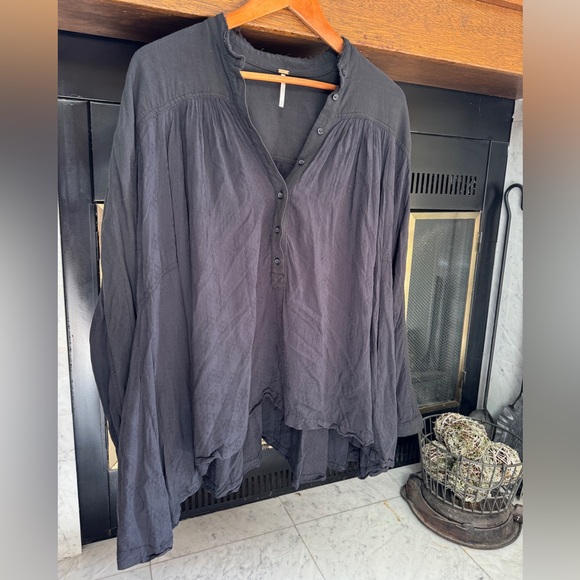 Free People Tops - Free People Black Oversized Flowy Boho Top